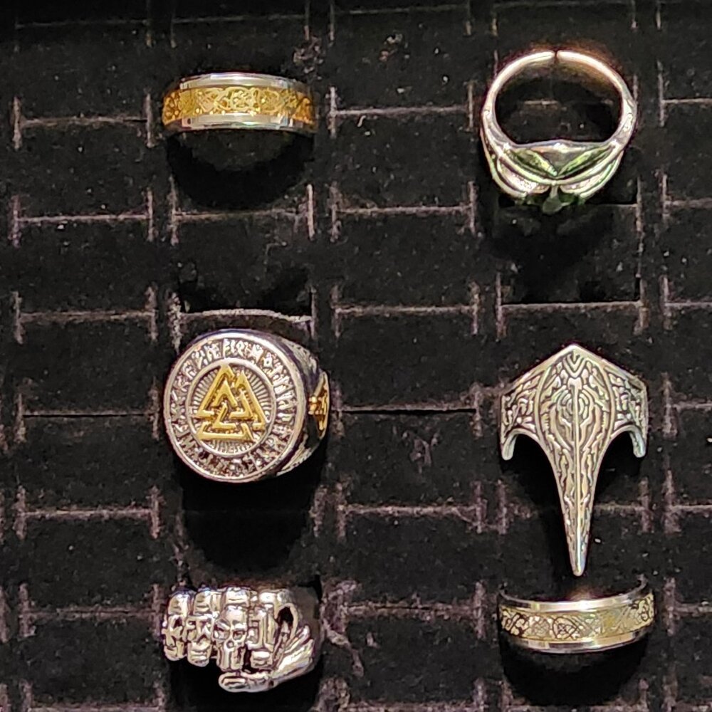 Men's assorted silver rings, size 10